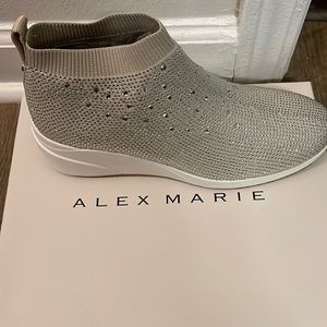 Silver booties with wedge heel….diamonds and sparkles size 9 never worn